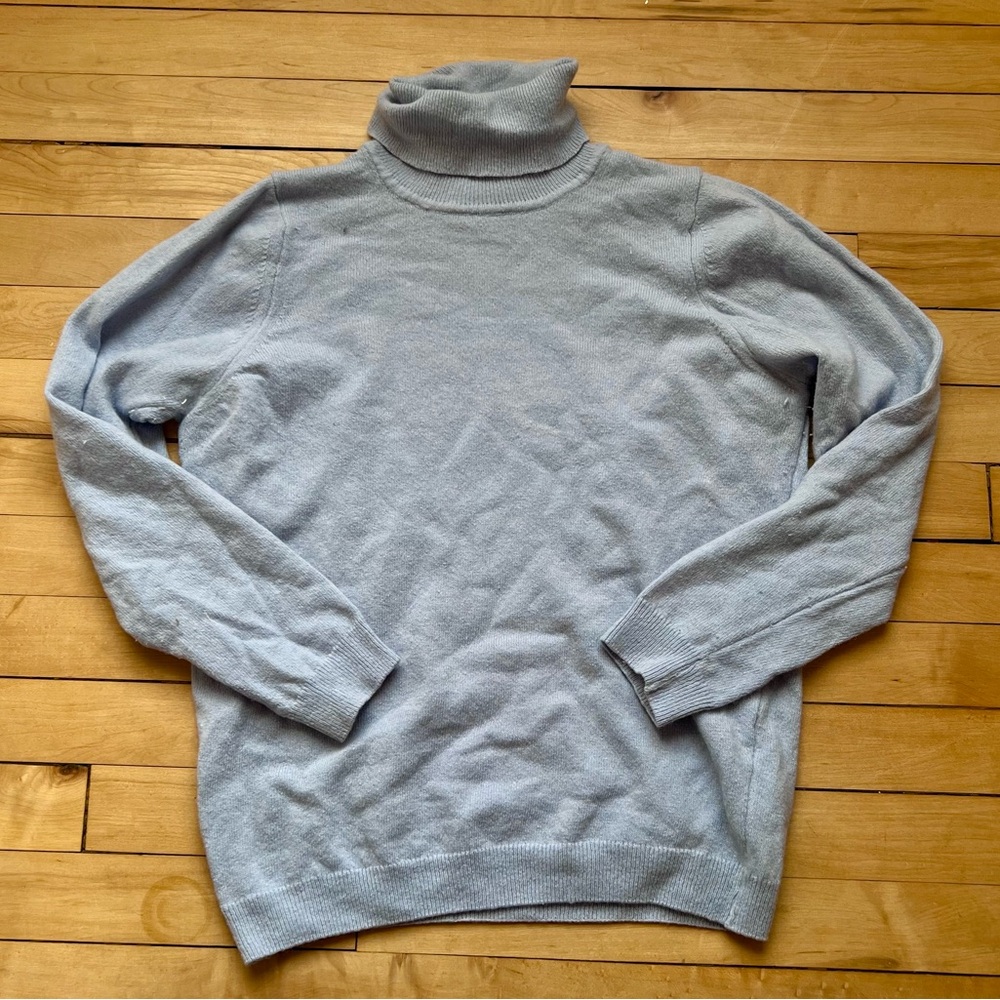 steel blue lambswool turtleneck sweater from Portugal - size small